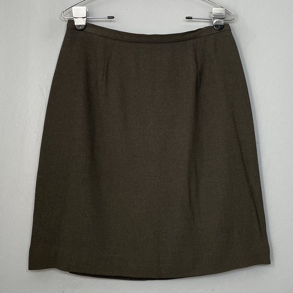 Vintage INC Skirt Size 12 Petite Olive Army Green Career Office Siren A Line